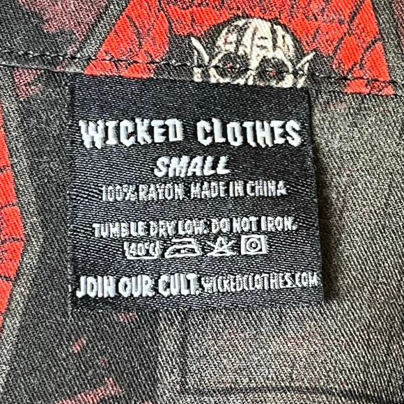 Wicked Clothes Mens/Womens Goth Vampire Halloween Monster Button Up Shirt Small - Picture 5 of 5